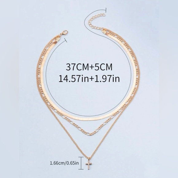 Fashion Cross Pendant Layered Necklace - Picture 2 of 2